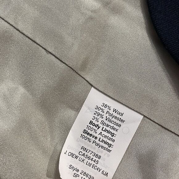 J. Crew Blazer Classic‎ Navy Gold Schoolboy Wool Stretch Blazer Jacket Sz 00 New - Picture 5 of 12